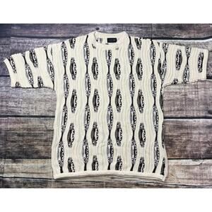 Coogi Sweater Mens 2XL Cotton 3D Knit Biggie Short Sleeve Ivory Pullover